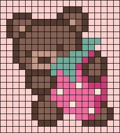 Cottagecore Perler Bead Patterns, Grid Pattern For Crochet, Aesthetic Pixel Art Grid, Duck Pixel Art Grid, Graph Pixel Art, Cute Grid Art, Pink Alpha Pattern, Aesthetic Pixel Art Easy, Cute Grid Pattern