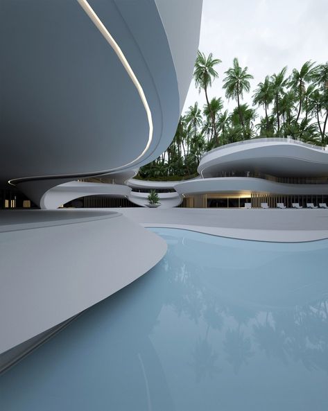 Underground Swimming Pool, Mansion Villa, Futuristic House, Villa Exterior, House Mansion, Luxury Exterior, Futuristic Home, Conceptual Architecture, Parametric Architecture