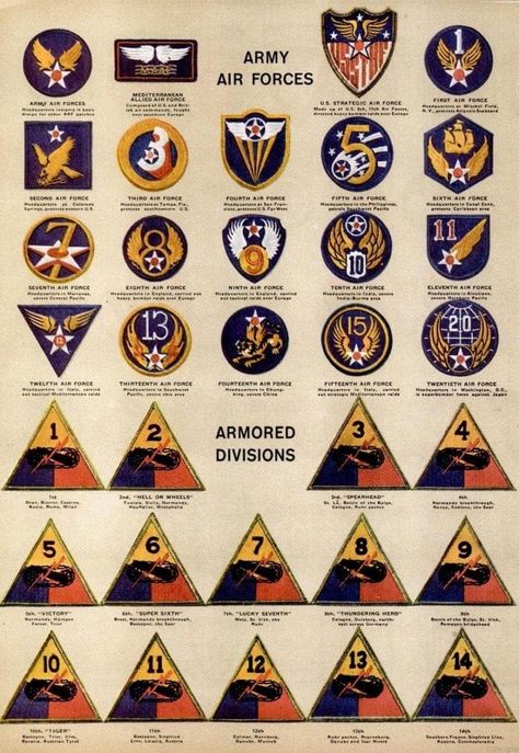 See dozens of vintage US Army & Navy shoulder insignia, plus WWII military medals & ribbons - Click Americana Us Military Medals, Us Army Patches, Army Divisions, American Military History, Army Ranks, Military Decorations, Military Pins, Military Logo, Military Ranks