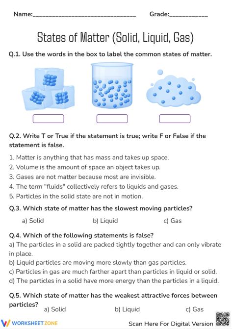 Get to know states of matter, which are solid, liquid and gas with this worksheet as your partner! #science #solid #liquid #gas #solidliquidgas #statesofmatter #kidsactivities #test #quiz #freeprintable #worksheet #pdf #scienceforkids #scienceworksheets #exercises Solid Liquid Gas Worksheet, Evs Worksheet, Solid Liquid Gas, States Of Matter Worksheet, Scientific Method Worksheet, Science Revision, Homework Ideas, Matter Worksheets, Study Chemistry