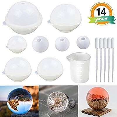 Amazon.com: Sphere Silicone Resin Molds LET'S RESIN Round Silicone Mold, Epoxy Resin Ball Molds for Resin Jewelry, Soap Candle DIY, with Nonstick Silicone Mixing Cup: Arts, Crafts & Sewing Resin Small Business, Resin Ball, Resin Jewelry Molds, Molds For Resin, Candle Diy, Lamp Kit, Rose Tutorial, Silicone Resin Molds, Diy Fan