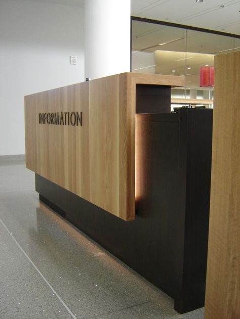 The vacant Information Desk epitomizes Goucher's helpfulness and efficiency. Receptionist Desk Design, Modern Reception Desk Design, Reception Counter Design, Receptionist Desk, Modern Reception Desk, Reception Desk Office, Reception Desk Design, Modern Reception, Reception Counter