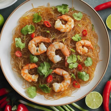 Thai Yam Woon Sen with Shrimp, Lime, and Chili - Instacart Yam Woon Sen, Noodles Shrimp, Thai Chili, Glass Noodles, Refreshing Food, Noodles, Chili, Glass