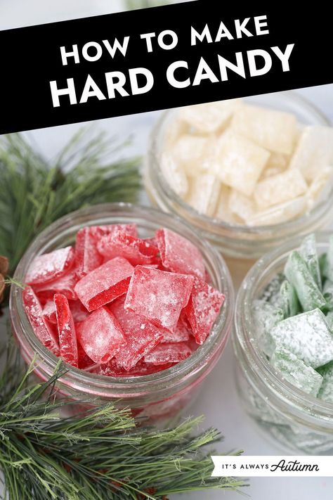 Old Fashioned Hard Candy is like making homemade jolly ranchers in your favorite flavors! Fun Christmas candy recipe. Hard Candy Recipe, Poulet General Tao, Hard Candy Recipes, Hard Candy Molds, Cinnamon Candy, Candy Recipe, Chop Suey, Candy Sticks, White Candy