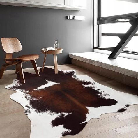 Luxury Home Decor Carpet Living Room Bedroom Faux Cowhide Rug - On Sale - Bed Bath & Beyond - 40047310 Dark Leather Living Room, Cowhide Rug Living Room, Faux Cowhide Rug, Large Cowhide Rug, Faux Cowhide, Living Room Plants, Carpet Living Room, Hide Rug, Cowhide Rug