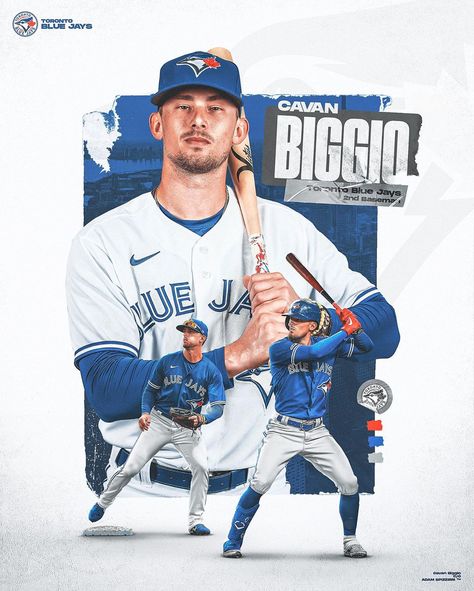 Adam Spizzirri | 18’s Instagram photo: “134 / Really enjoying the MLB design recently so here’s a Cavan Biggio design! @cb_2_3 @bluejays  • • • #smsports #graphicdesign…” Sports Graphics Design, Baseball Poster Ideas, Cavan Biggio, Baseball Sports Graphics, Mlb Poster Design, Mlb Graphic Design, Baseball Typography Design, Baseball Social Media Design, Baseball Graphic Design