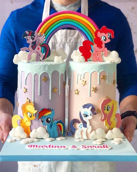 My little pony 🥰🥰🥰 Pinkie Pie Cake, Twin Birthday Themes, Pony Ideas, Twins Cake, My Little Pony Cake, Little Pony Cake, My Little Pony Birthday Party, Pony Cake, Little Pony Birthday Party