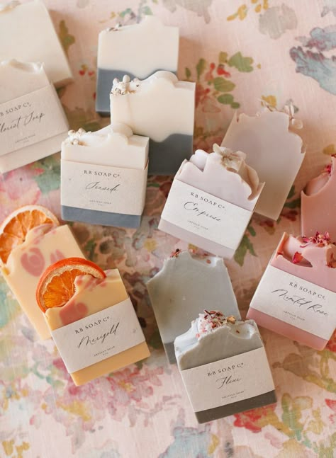 The RB Soap Co. Summer 2024 Preview :: Rhiannon Bosse Soap Gifting Ideas, Soap Package Ideas, Cute Soap Packaging, Wedding Favors Soap Handmade, Homemade Soap Labels, Handmade Soap Ideas, Soaps Photography, Soap Making Business, Diy Soap Packaging Ideas