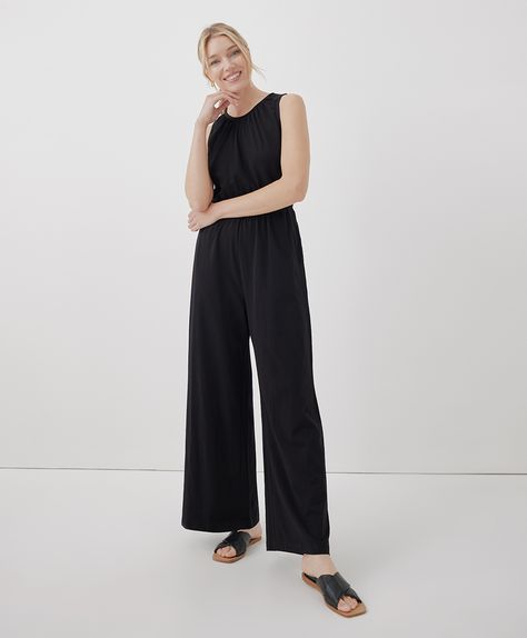 Women’s Clearance Luxe Jersey Cut-out Jumpsuit made with Organic Cotton | Pact Jersey Jumpsuit, Feeling Confident, Designs For Dresses, Fall 2024, Dressed Down, Fair Trade, Jumpsuit Romper, Places To Go, Cut Out