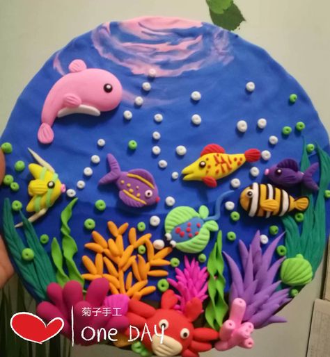 Clay Aquarium, Clay Sea Animals, Clay Modelling For Kids, Diy Crafts Butterfly, Animal Clay, Kids Art Studio, Clay Modelling, Clay Crafts For Kids, Ocean Kids