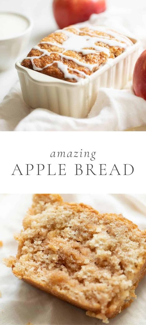 This amazing Apple Bread is the most delicious taste of fall. With the flavors and warmth of sweet baked apples and cinnamon, it will fill your home with fragrance as it bakes! Amazing Apple Bread, Apple Recipes Bread, Baking Recipes With Honey, Soft Apples What To Do With, One Apple Recipes, Apple Recipes You Can Freeze, Baked Apple Breakfast Recipes, Recipes That Use Apples, Extra Apples What To Do With