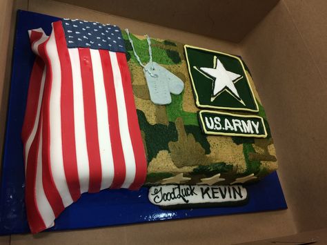 Army Sheet Cake Ideas, Us Army Cake Ideas, Army Themed Cake, Army Graduation Party, Military Send Off Party Ideas, Power Rangers Birthday Cake, Army Birthday Cakes, Welcome Home Cakes, Marine Cake