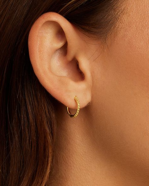 Bali Huggies Earring in Gold Plated, Women's by gorjana Small Bali Earrings Gold, Bali Designs Earings, Gold Bali Design, Bali Earrings Gold, Gold Bali, Earrings Bali, Gold Huggies, Bali Earrings, Ear Ring