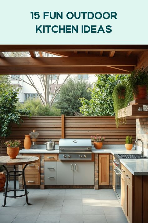 Transform your outdoor space with these 15 creative outdoor kitchen ideas! Make your patio a culinary haven by incorporating built-in storage solutions, cozy dining spaces, and elegant design elements to elevate your backyard cooking experience. From rustic charm to sleek modern styles, discover how to make the most of your outdoor kitchen layout. Get inspired as you create a comfortable and stylish cooking area perfect for family gatherings, outdoor barbecues, and al fresco dining. Your dream outdoor kitchen awaits! Outdoor Kitchen Layout, Outdoor Patio Kitchen, Dream Outdoor Kitchen, Color Tile Backsplash, Pretty Table Settings, Outdoor Kitchen Ideas, Outdoor Sinks, Patio Kitchen, Outdoor Pizza