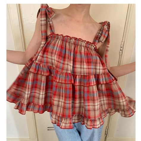 Women's Plaid Wood Ear Casual Camisole tank top Trendy Sewing Patterns, Laced Up Shirt, Red Vest, Plaid Vest, Sleeves Clothing, Weave Style, Self Design, Design Fabric, Tank Top Camisole