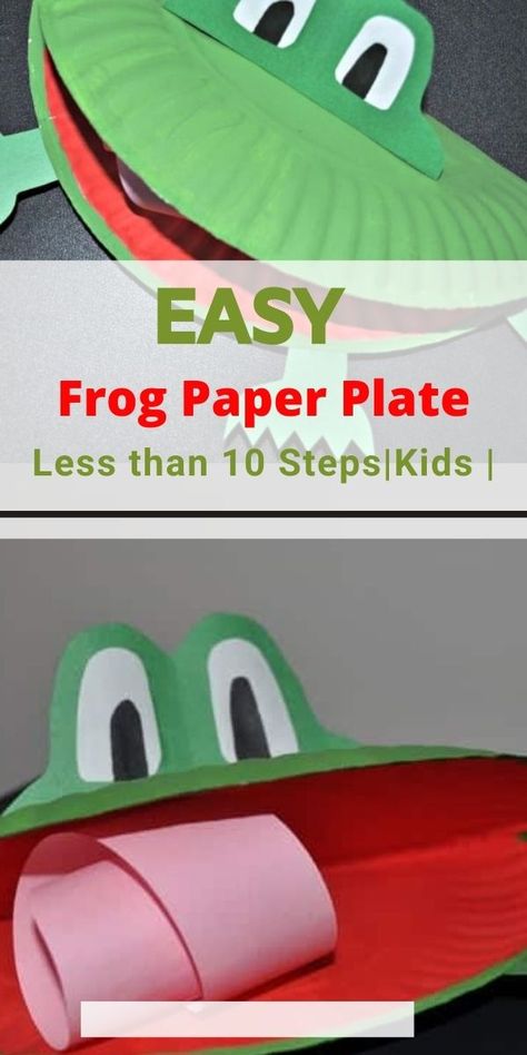 Easy frog craft with paper plate Frog Plate Craft, Frog Crafts For Kids, Jungle Animals Preschool, Frog Crafts Preschool, Frogs Preschool, Home Decor Ideas Paper, Frog Craft, Summer Crafts For Toddlers, Frog Activities