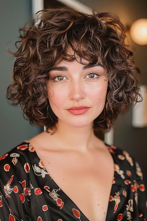 25 Curly Shaggy Hair Ideas That Will Make You Want to Chop Your Locks Today! - Cuts & Hues Shaggy Bob Curly Hair, Shaggy Short Hair Curly, Short Curly Hair Shag, Curly Hair Short Layers, Short Curly Layered Bob, Curly Lob Haircut Naturally, Shaggy Haircuts Curly Hair, Haïr Cut For Curly Hair, Curly Short Shag