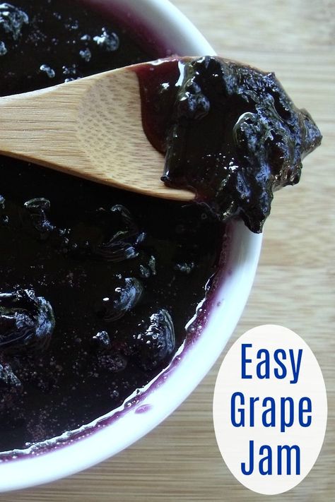 Grape Jelly Recipe No Pectin, Grape Jam Recipe No Pectin, Grape Jam Recipe, Making Jam, Easy Jam, Grape Jam, Jam Recipes Homemade, Grape Recipes, Blueberry Sauce