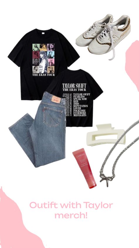 eras tour shirt outfit Tour Shirt Outfit, Eras Tour Merch, Eras Tour Shirt, Taylor Merch, Eras Tour Outfits, Taylor Swift Fearless, Tour Merch, Tour Outfits, Tour Shirt