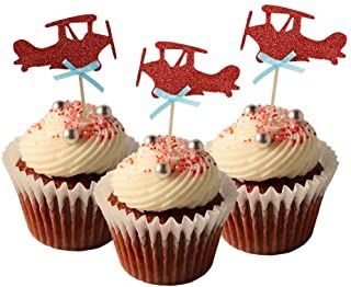 Airplane Cupcake Toppers, Airplane Cupcakes, Vintage Airplane Party, Tea Party Cupcakes, Planes Birthday Party, Airplane Cake, Planes Birthday, Boys Birthday Party, Airplane Party