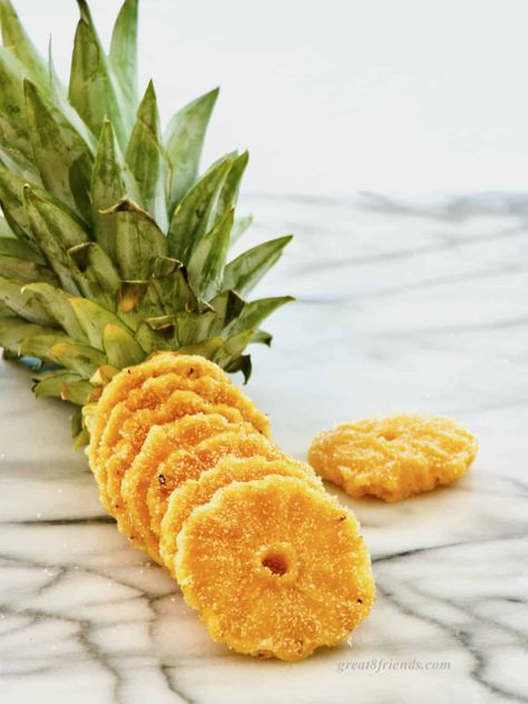 Candied Pineapple Slices, Dehydrated Recipes, Crystal Fruit, Candied Pineapple, Dried Pineapple, Pineapple Rum, Pineapple Slices, Summer Garden Party, Rum Cake