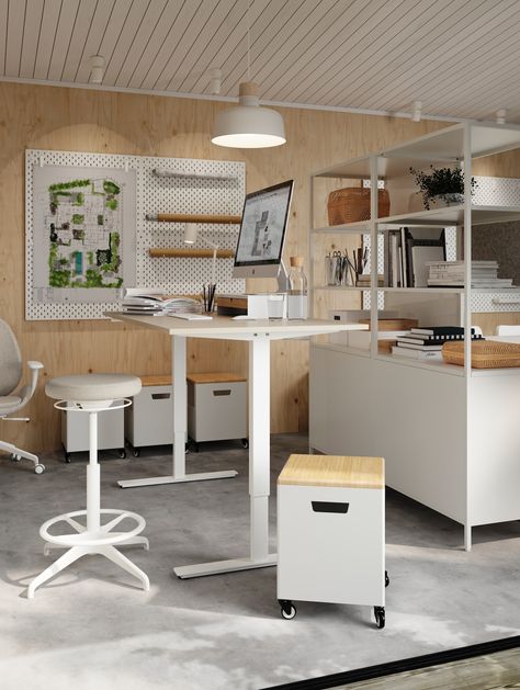 Backyard Studio Ideas for Your Small Business - IKEA CA Trotten Desk, Standing Office, Best Standing Desk, Ikea Desk, Stand Up Desk, Sit To Stand, Work Chair, Sit Stand Desk, Ikea Family