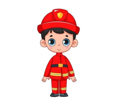 Community Helpers Preschool Crafts, Fireman Costume, Children Clipart, Fireman Hat, Community Helpers Preschool, People Design, Vector Cartoon, Kids Learning Activities, Emergency Vehicles