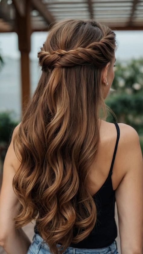 Looking for hoco hairstyles Find inspiration for S t r a i g h t h a i r S i m p l e H a l f u p S h o r t h a i r H a l f u p h a l f L o n g h a i r M e d i u m l e n g t h N a t u r a l c u r l y h a i r S h o r t E a s y S h o u l d e r l e n g t h in this blog post Perfect styles for your homecoming dance Easy Winter Hairstyles, Half Down Prom Hairstyles, Half Up Half Down Short Hair, Half Up Half Down Prom, Down Prom Hairstyles, Prom Hair Medium, Stylish Short Hair, Prom Hair Down, Front Hair Styles