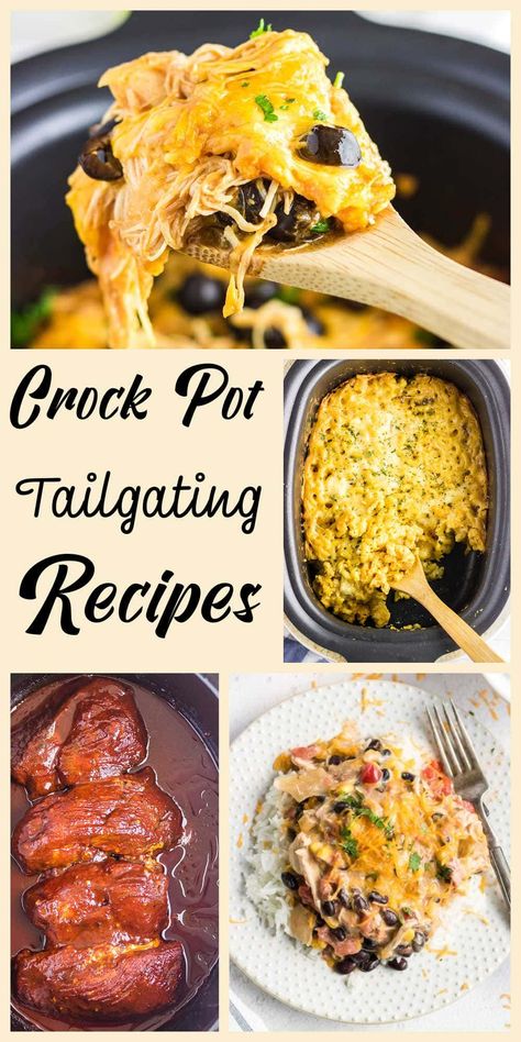 You'll love these crockpot tailgating recipes that are easy to make, travel well, and are always crowd favorites during football season! Crockpot Tailgating Recipes, Tailgate Food Ideas Crockpot, Sunday Football Food Appetizers Crock Pot, Football Crockpot Meals, Game Day Slow Cooker Recipes, Concession Stand Food Ideas Crock Pot, How To Keep Food Warm At Tailgate, Best Tailgate Desserts, Recipes That Travel Well