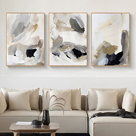 Beige Pictures, Neutral Abstract Paintings, Beige Artwork, White Oil Painting, Living Room Canvas Painting, Grey Wall Art, Grey Wall, Beige Art, Yellow Beige