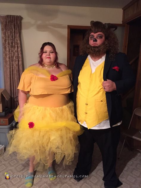 Coolest DIY Belle of the Ball and her Beast couple costume The Beast Costume Diy, Beast Costume Diy, Diy Beauty And The Beast Costumes, Beauty And The Beast Halloween Costume, Beauty And The Beast Halloween, The Beast Costume, Beauty And The Beast Diy, Cheshire Cat Costume, Beauty And The Beast Costume