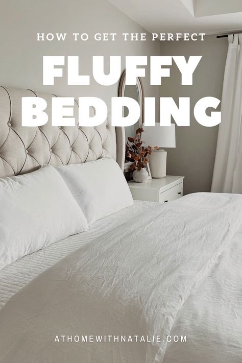 I've been working on getting our bedroom comfy and cozy and bedding was at the top of the list. I wanted to get that fluffy Pottery Barn look...and luxury hotel feel! Fluffy Duvet Insert, Hotel Style Bedding, Bedroom Comfy, Pottery Barn Look, Fluffy Bed, Fluffy Duvet, Feather Bed, Fluffy Bedding, Hotel Style