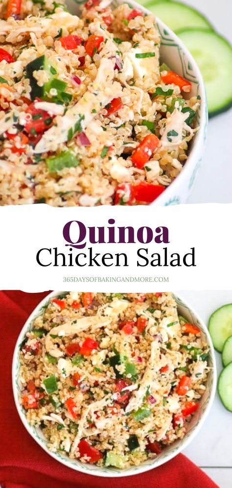 Rotisserie Chicken Quinoa, Quinoa Salad Recipes Cold, Quinoa Chicken Salad, Chicken Quinoa Recipes, Greek Quinoa, Quinoa Recipes Easy, Quinoa Recipes Healthy, Quinoa Dishes, Chicken Quinoa