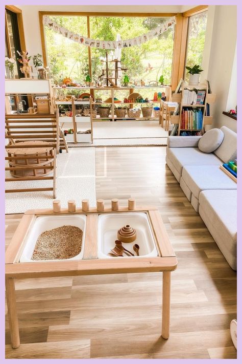 [CommissionsEarned] 87 Most Pinned Cool Playroom Ideas Tricks You'll Be Impressed By This Season #coolplayroomideas Montessori Family Room, Kids Playroom Montessori, Montessori Playroom Modern, Open Ended Playroom, Playroom Conservatory Ideas, Minimalistic Playroom, Open Playroom Ideas, Reggio Playroom, Educational Playroom Ideas