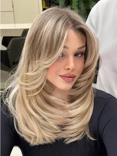 Huge collections of Long Hair Wigs Wavy Brown Synthetic Lace Baby Bangs Wigs Long Hair. Shop Now! Collarbone Length Hair, Haircut Tip, Long Hair Wigs, Hairstyles For Layered Hair, Blonde Hair Inspiration, Hair Stylies, Haircuts For Medium Hair, Haircuts For Long Hair, Long Hair Cuts