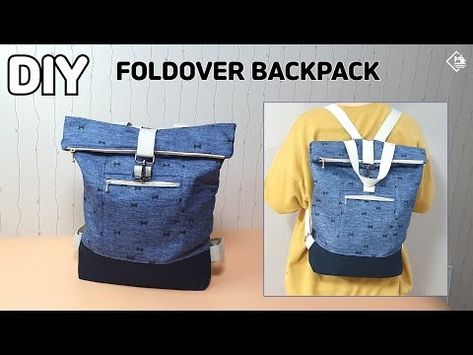 DIY FOLDOVER BACKPACK/ Rolltop Backpack / Zipper Backpack/ sewing tutorial [Tendersmile Handmade] - YouTube Backpack Rolltop, Drawstring Backpack Tutorial, Tendersmile Handmade, Diy Backpack Pattern, Hoodie Backpack, Backpack Pattern Sewing, Small Rucksack, Backpack Sewing, Backpack Tutorial