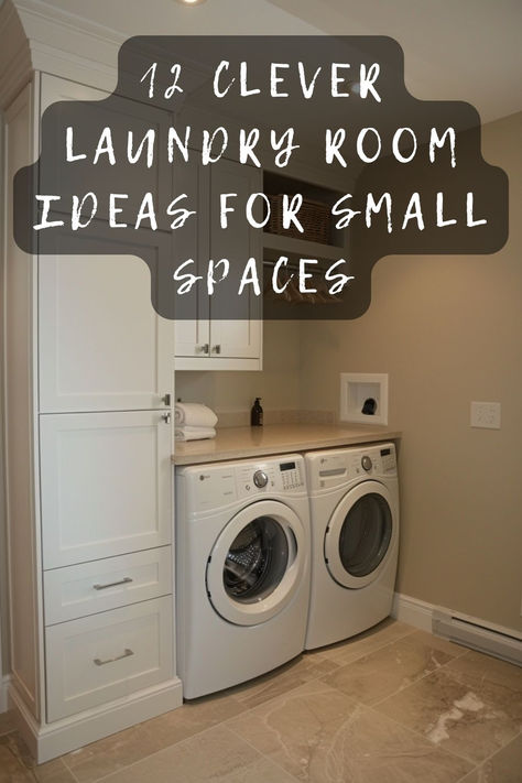 Struggling with a tiny laundry room? Check out these clever ideas to maximize your space and make laundry day a breeze. From smart storage solutions to multifunctional furniture, find out how to turn your small space into a functional and stylish laundry area. Click to discover more! 🧺✨🏠 #LaundryRoom #SmallSpaces #StorageSolutions #HomeOrganization #TinyLiving Small Upstairs Laundry Room, Small Laundry Room With Folding Area, Laundry Room With No Door, Laundry In Powder Room, Laundry Room No Sink, Laundry Cabinet Ideas Storage, Apartment Size Washer And Dryer, Laundry Room Cabinets Small Space, Laundry Room In Bedroom Closet