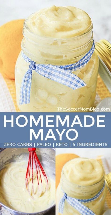 Homemade Mayonnaise is not only delicious, but good for you too! Our keto mayo is also Paleo, no carb, gluten free - click for video tutorial! Keto Mayonnaise Recipe, Keto Mayonnaise, Keto Mayo, Ketogenic Meals, Homemade Mayonnaise Recipe, Restaurant Copycat, Keto Sauces, Keto Salad, Homemade Mayo