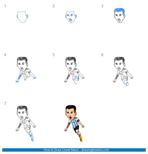 How to Draw Lionel Messi - Step by Step Easy Drawing Guides - Drawing Howtos How To Draw Messi Step By Step, How To Draw Messi, Drawing Ideas Football, Messi Drawing Easy, Drawing Easy Cartoon, Messi Drawing, Do You Like Messi, Football Messi, Messi World Cup