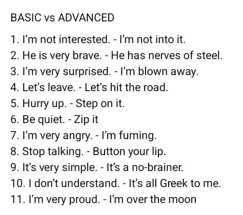 Basic vs advanced English #ielts Essay Hacks, Informal Words, Ielts English, English Ielts, Slang English, Advance English, English Corner, African Quotes, Proper English