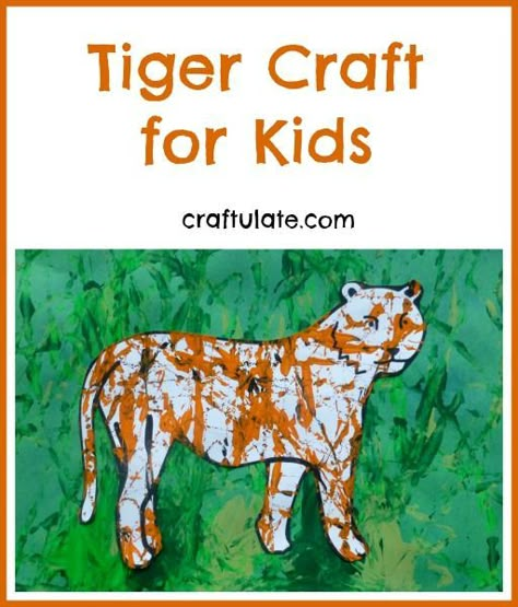 This tiger craft uses marbles and paint to create the tiger's stripes. A great craft to go alongside The Tiger Who Came To Tea book. Tiger Craft, Jungle Activities, Tiger Who Came To Tea, Zoo Preschool, Jungle Crafts, Zoo Crafts, Zoo Activities, Jungle Thema, Dear Zoo