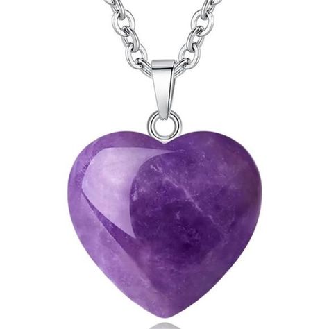 Natural Amethyst Necklace Pendant Crystals and Healing Stones Heart Crystal Beginners, Healing Crystals Necklace, How To Make Crystals, Amethyst Crystal Necklace, Heart Healing, Crystal Reiki, Crystals Necklace, Crystal Heart Necklace, Amethyst Heart