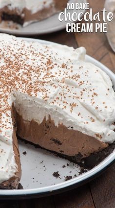 No Bake Chocolate Cream Pie, Chocolate Cream Pie Recipe, Ice Cream Pie, Chocolate Pie Recipes, Cronut, Chocolate Cream Pie, Cream Pie Recipes, Oreo Crust, Chocolate Pie