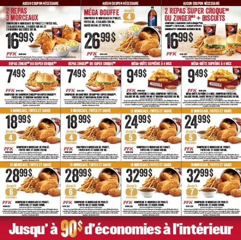 KFC in Quebec - fill up on 90$ in savings , November 6, 2018 Free Food Coupons, Kfc Coupons, Street Food Design, Free Coupons By Mail, Coupons By Mail, Fast Food Menu, 30 Day Workout Challenge, American Spirit, Free Coupons