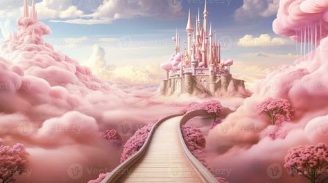 Pink Castle Aesthetic, Castle Background, Candy Clouds, Laptop Wallpapers, Pink Castle, Castle Aesthetic, Cotton Candy Clouds, Laptop Wallpaper, Beautiful Fantasy Art