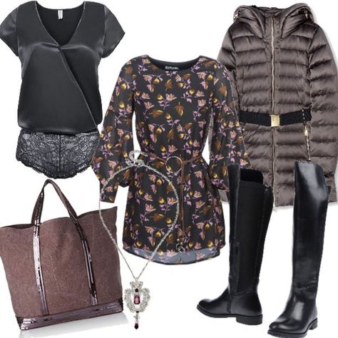 Miniabito e maxi stivali per un look invernale indoor, da sera informale. Outfit Donna, Polyvore Image, Polyvore