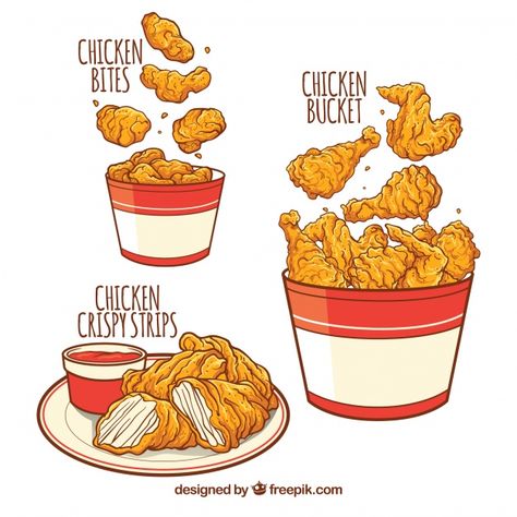 More than a million free vectors, PSD, photos and free icons. Exclusive freebies and all graphic resources that you need for your projects Anime Fried Chicken, Fried Chicken Vector, Kfc Illustration, Kfc Drawing, Fried Chicken Illustration, Chicken Bucket, Fried Chicken Legs, T Shirt Sticker, Chicken Illustration