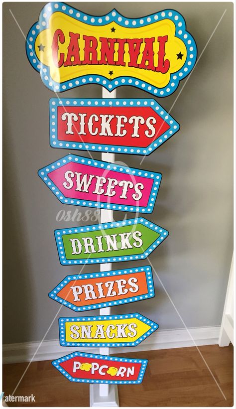 DIY Carnival Sign using wood from Lowe's & Carnival sign pack from Hobby Lobby ($2.99) #Carnival #CarnivalBirthday #CarnivalSign Hobby Lobby Diy, Carnival Signs, Fete Ideas, Fall Carnival, Carnival Birthday Party Theme, Diy Carnival, Circus Carnival Party, Spring Carnival, Circus Theme Party