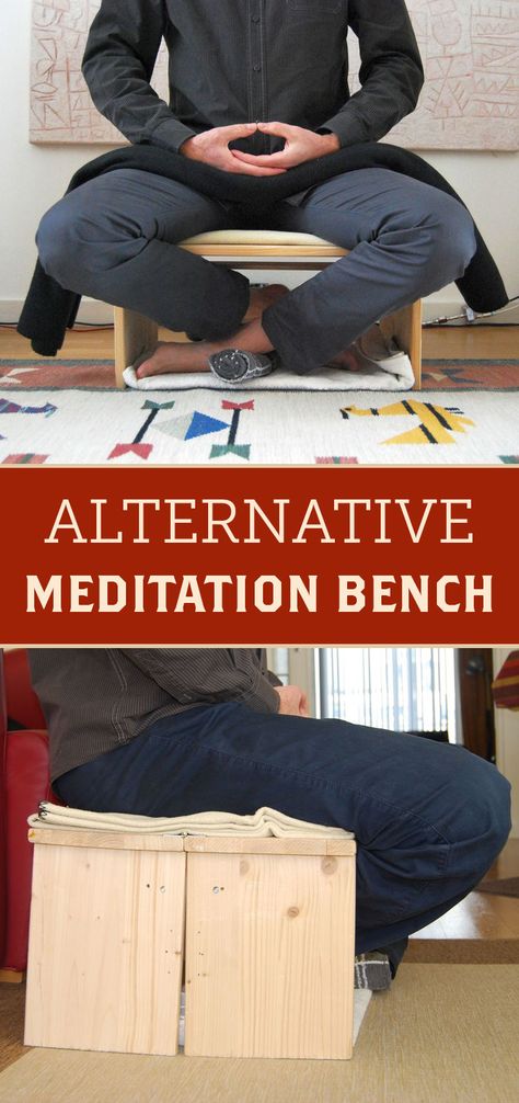 Meditation made more comfortable. Meditation Bench Plans, Adult Crafts Diy, Bed Pictures, Meditation Stool, Bookshelves Cabinets, Headboard Projects, Meditation Bench, Woodworking Organization, Workshop Projects