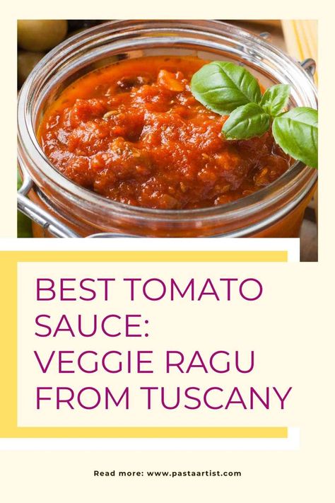 Experience the Tuscan countryside with this traditional Veggie Ragu, also known as Sugo Finto. This hearty tomato sauce, brimming with vegetables and aromatic herbs, is a true taste of Tuscany's culinary tradition. Perfect for pasta, lasagne, or as a topping for bruschetta, Sugo Finto adds depth and flavour to any dish. Embrace the simplicity and authenticity of Tuscan cuisine with this delicious tomato sauce recipe. Tuscan Ragu Recipe, Veggie Ragu, Tuscan Countryside, Tomato Sauce Recipe, Aromatic Herbs, Sauce Recipe, Sauce Recipes, Tomato Sauce, Italian Recipes